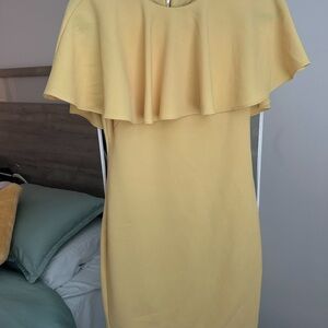 Vince Camuto Yellow Mini Dress with Ruffle Detail